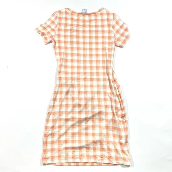 41 Hawthorn Brigitte Knit Dress Short Sleeve Peach Plaid - Picture 2 of 6